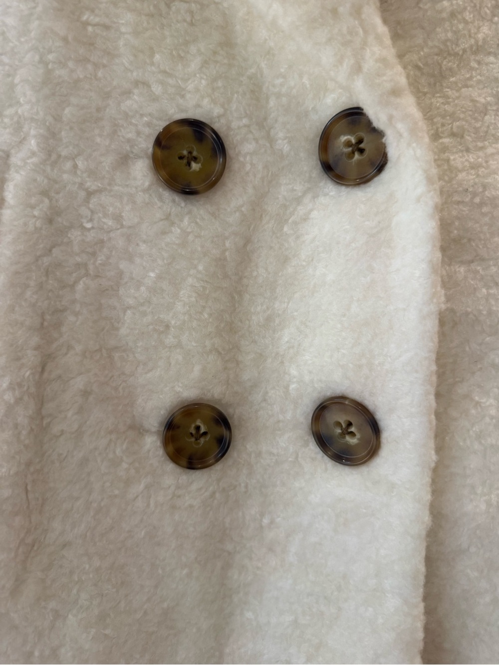 kate spade Cream Faux Shearling Double-Breasted Teddy Coat - Picture 5 of 6